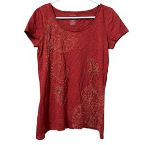 St Johns Bay T Shirt Women Sz Small Short Sleeve Embroidered‎ Cotton Lightweight